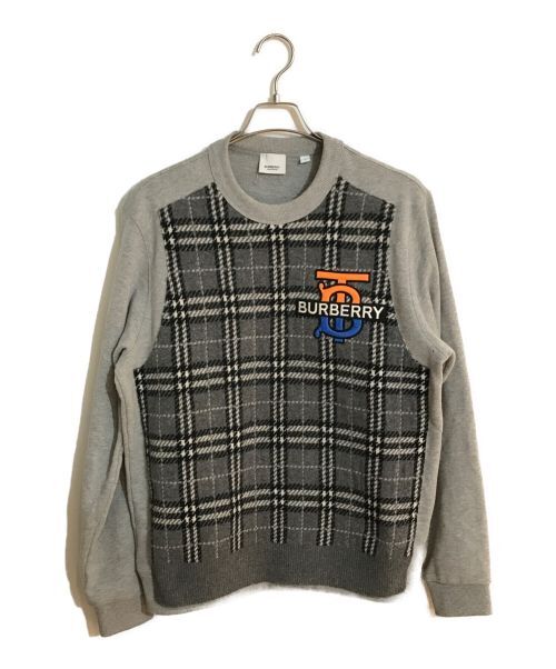 Knit Switching Nova Check Tb Crew Neck Sweatshirt