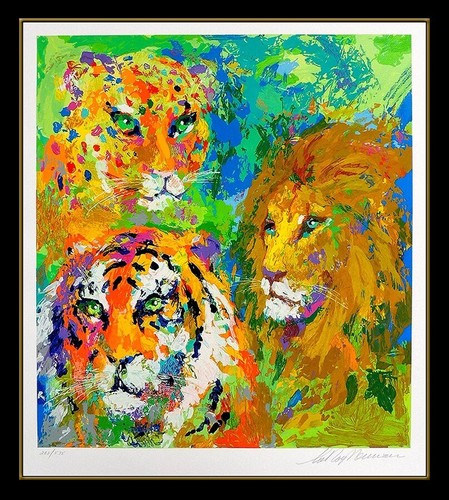 LEROY NEIMAN Big Cat Family Portrait Color Serigraph Large Signed Animal Art - Picture 2 of 5