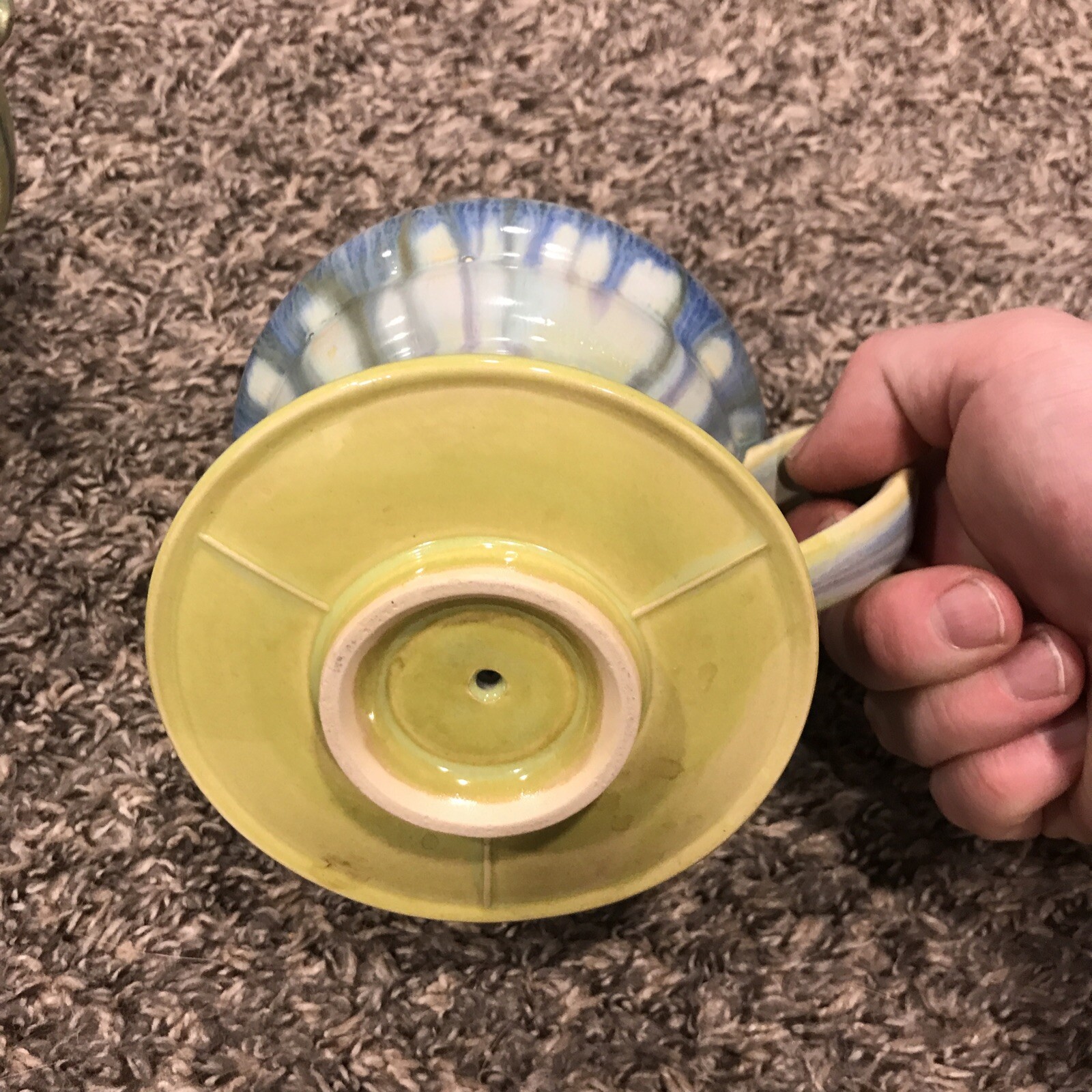 Moosehead Pottery, Erie PA, pour over coffee dripper and mug, one of a