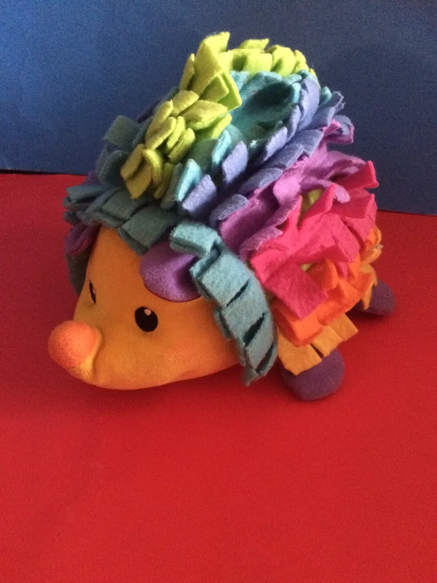 Fisher Price Rainbow Porcupine Rattle Squeak Sensory Plush Toy 9