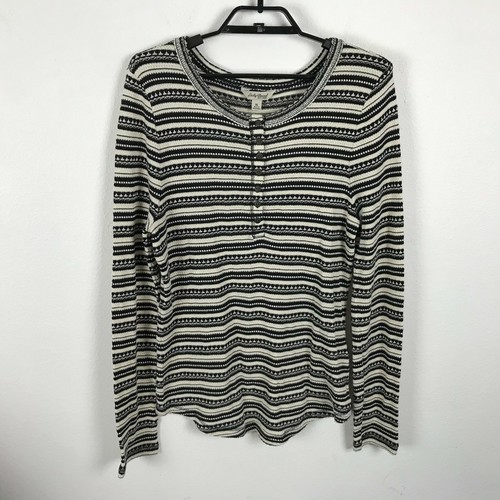 Lucky Brand Thermal Henley Shirt Blouse 