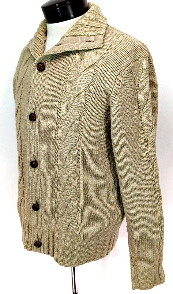 JACK SPADE Men's Lambswool Blend Cardigan Sweater Beige - Size S $265 VEUC! * - Image 2 of 4