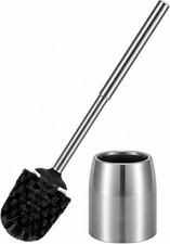 SUS304 Stainless Steel Toilet Brush and Holder Set Stain Nickle 12In Handle Bris