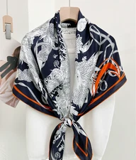 100% Silk Mulberry 110X110cm Small Scarf Women Neckerchief Wrap goddess Print