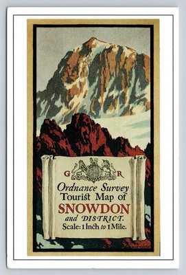 Snowdon Mountain Wales Ordnance Survey Map Cover Art Postcard 1991 Ellis Martin