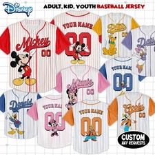 Maglia Baseball Personalizzata Disney Topolino & Amici Numero, Maglia Regalo per Bambini, Cus