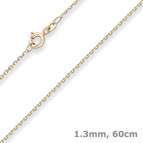 1,3Mm Ankerkette Diamantiert Collier Halskette Aus 333 Gold Gelbgold 60Cm-image