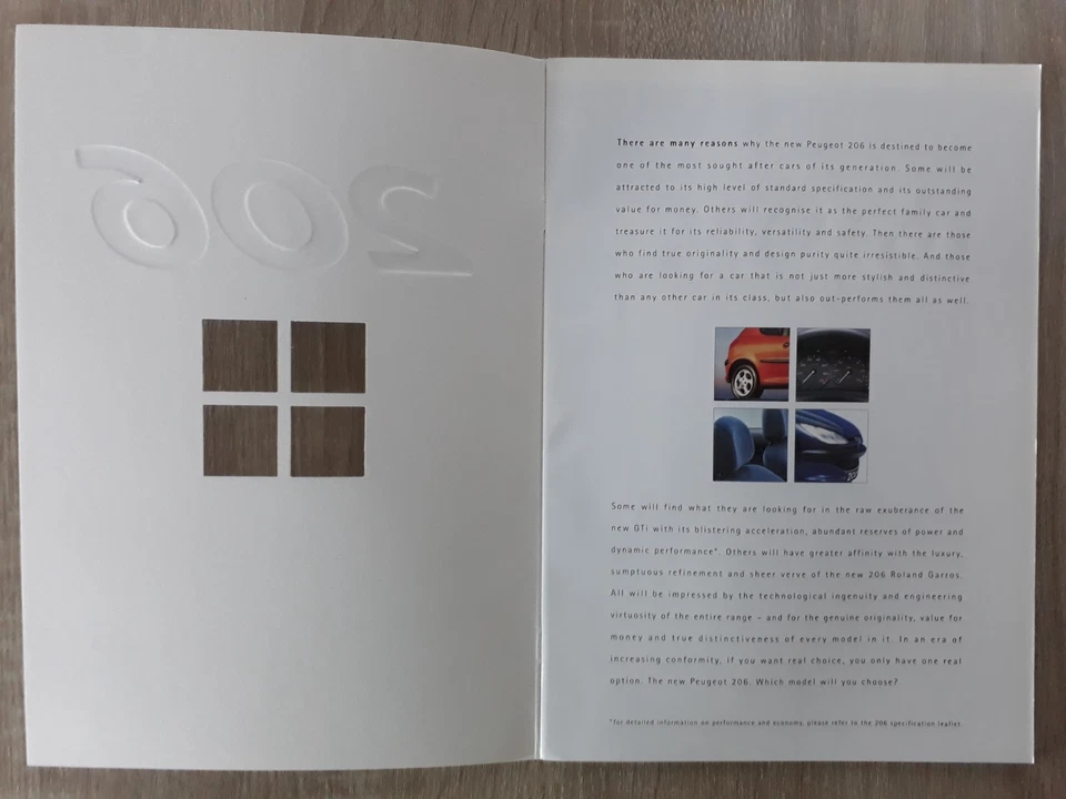 Peugeot 206 Range Brochure 2000 - L LX GLX XS Dturbo Roland Garros GTi - Image 2 of 4