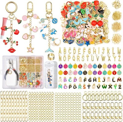 548Pcs Keychain Charms & Bracelet Making Kit, Bag Charm Kits with Chains, Jump R