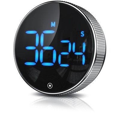 Bearware Küchentimer, LED Display blau, Magnet auf Rückseite, silber