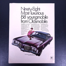 1968 Oldsmobile 98 Luxury Sedan Vintage Print Ad - Original Magazine Full Page 1968 Oldsmobile 98 Luxury Sedan Vintage Print Ad - Original Magazine Full Page