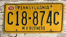1979 Pennsylvania MV Motor Vehicle Business License Plate C18-874C