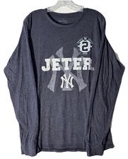 NY Yankees Long Sleeve Shirt Derek Jeter Majestic Threads Captain MLB XL EUC