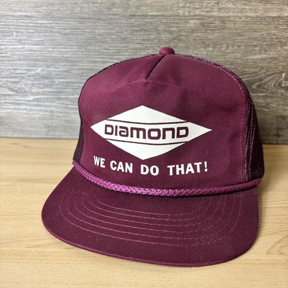 Gorra gorra vintage de diamante malla trasera a presión camionero promoción podemos hacer eso para hombre años 80 Foto 3 de 4