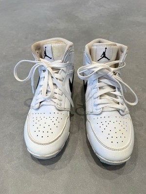 Jordan 1 Youth Mid Cleats Size 5y, White black colorway, Gently used.