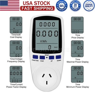 LCD Power Consumption Electricity US Plug-in Meter Volt Energy Monitor