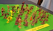 LARGE LOT OF VINTAGE MARX 54MM INDIANS WITH WEAPONS DAMAGE.......