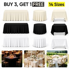 White Ivory Black Polyester TABLE COVER CLOTH Round Rectangle Wedding Tablecloth
