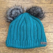 Columbia Youth Snow Problem  II 2 Beanie Teal Double Pom NWOT OSFA 25 MSRP