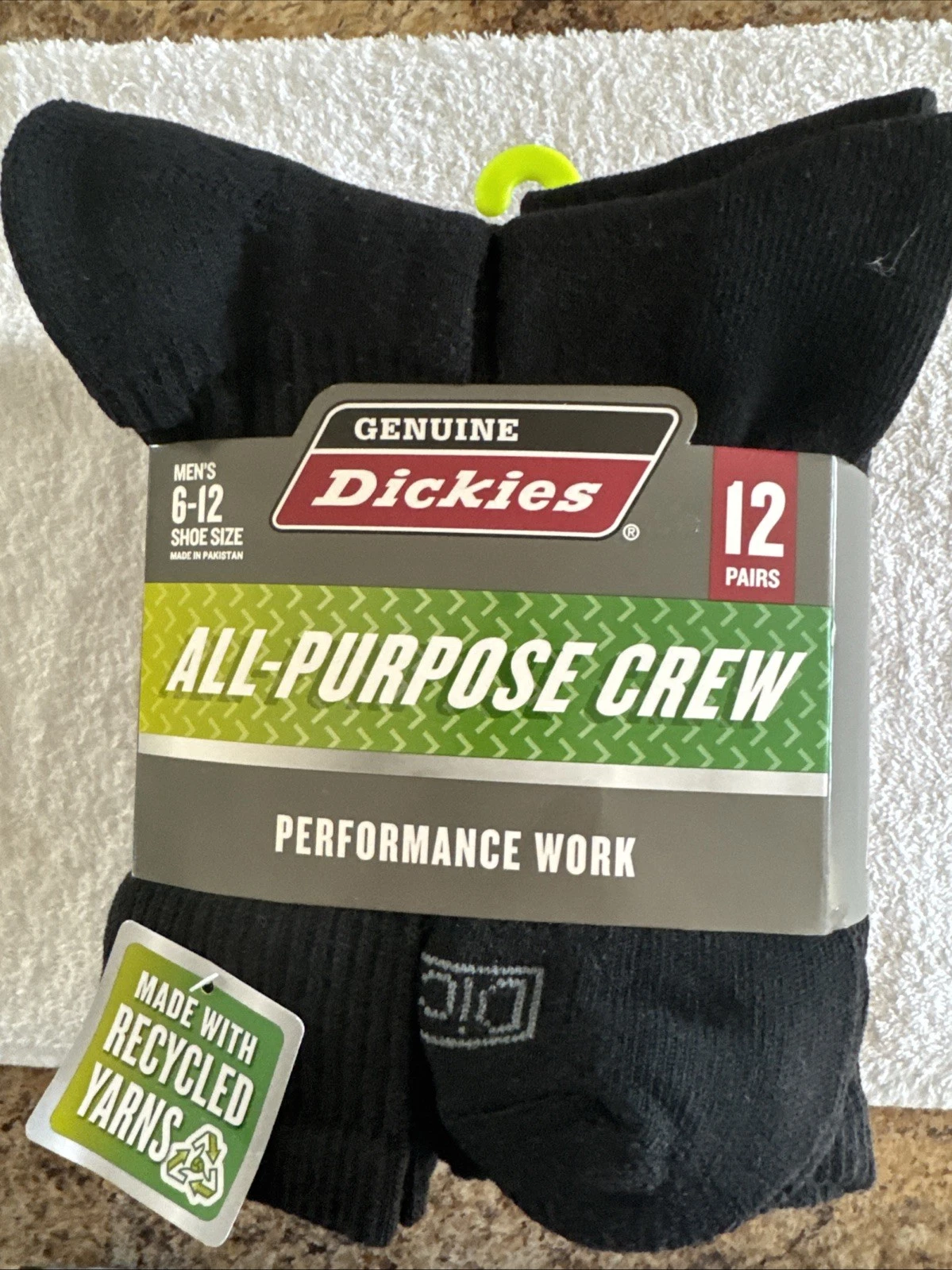 GENUINE DICKIES Mens 6-12 Black All Purpose Crew 12 Pair Socks Pakistan
