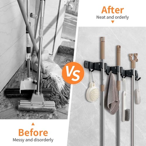Broom Hanger and Mop Holder, Heavy Duty Garden Tool Organizer Rack Rake and S... - Picture 3 of 7