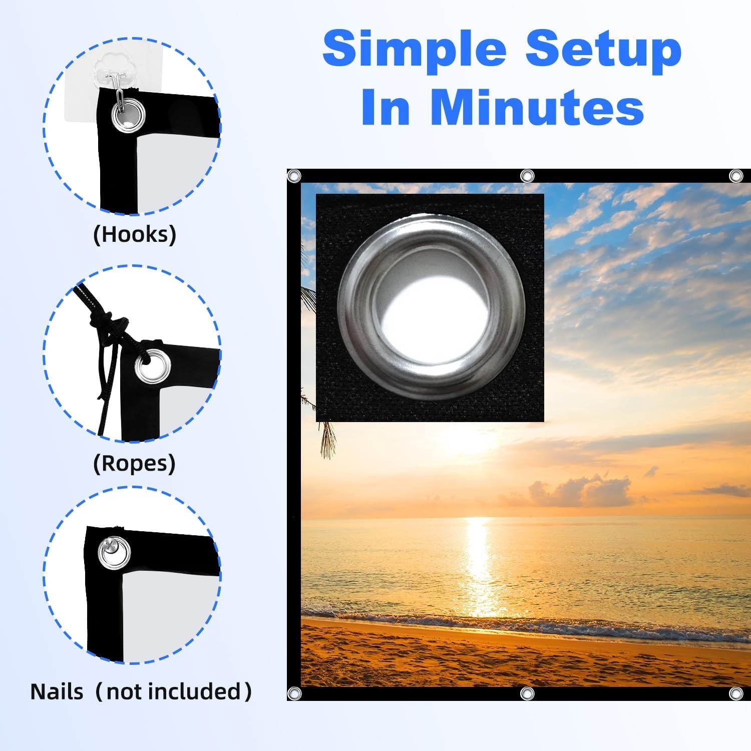 Projector Screen 84 Inch Portable Foldable Outdoor Indoor HD 4K Rear Front