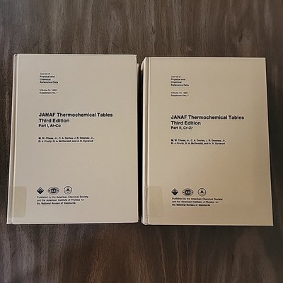 JANAF Thermochemical Tables : 2 VOLUME SET Part I: Al-Co - Part II: Cr-Zr (1985)