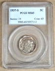 1937-S BUFFALO NICKEL PCGS MS65 557112