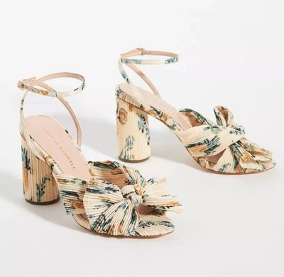 Loeffler Randall Camellia Pleated Bow Heels in Nova Floral  Size 9 B