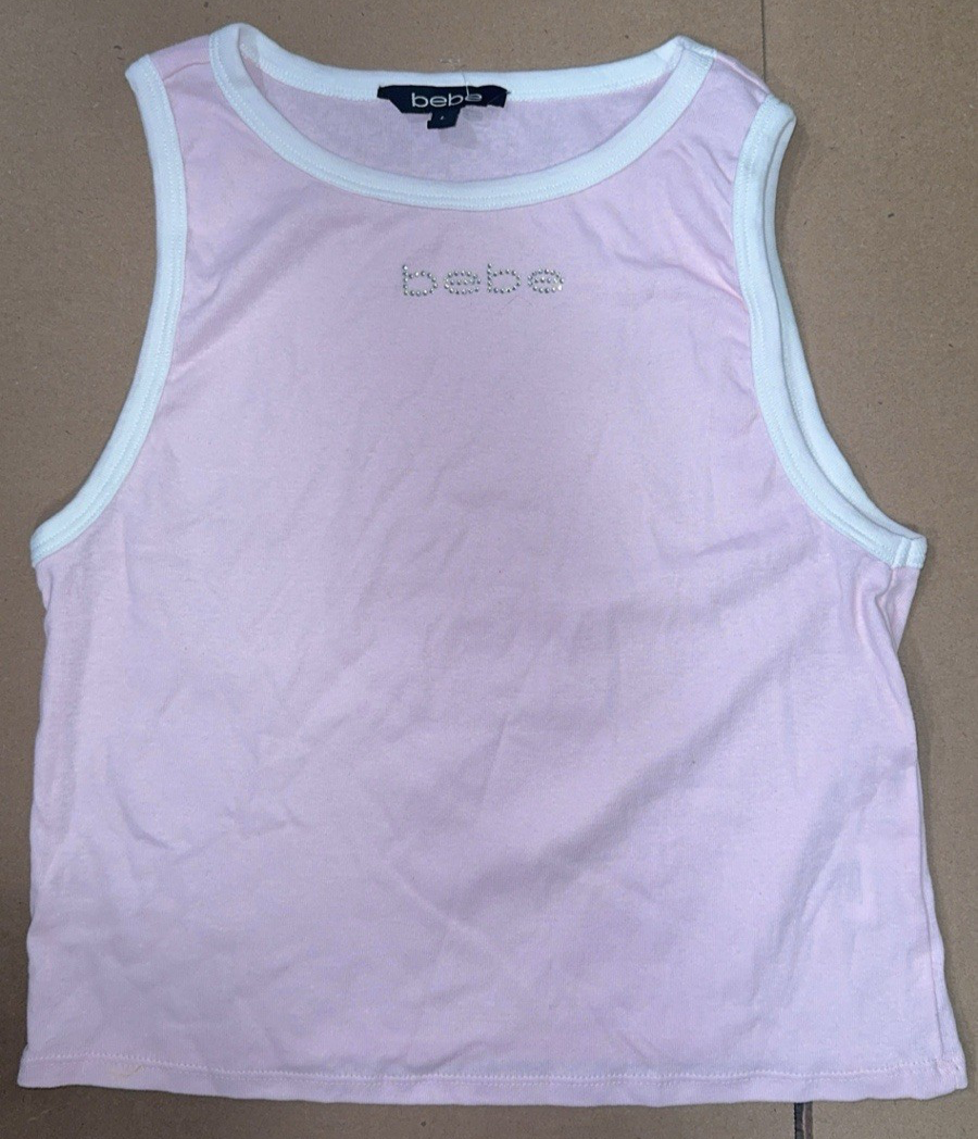 BEBE Tank Top BABY PINK RHINESTONE WOMENS SIZE M L XL NEW | eBay