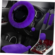 7PCS Set car Interior Aesthetic Accessories, Fluffy 15 inch Steering Purple