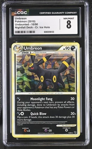 CGC 8 Umbreon 2010 Undaunted 10/90 Cracked Ice Holo Pokemon Card