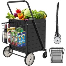 JIALIJIU Heavy Duty Folding Shopping Cart Groceries, Super Huge Grocery Carts