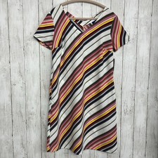Apt. 9 Short Sleeve Multicolor Striped Colorful Lightweight V-Neck Pockets Dress