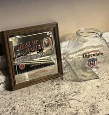 Hershey's Chocolate Glass Hexagon Candy Store Display Mirror  Vintage Lot