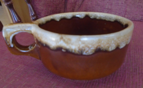 Monmouth Western Stoneware Brown Drip Handled 16oz Mug Cup Soup Bowl Maple Leaf - Picture 3 of 5