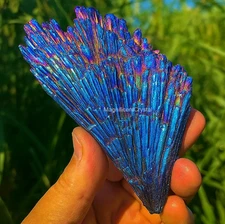 Aura Black Tourmaline Quartz Crystal Cluster Mineral Specimen Birthstone Decor