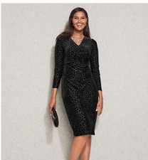 Talbots Burnout Wrap Sheath Dress Size L $139 NWT