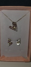 Silver Heart Pendant And Chain With Matching Earrings Boxed