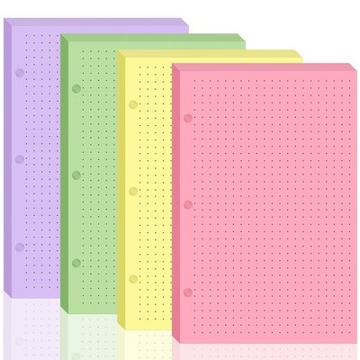 200 sheet Half Letter Dotted Refill Paper 3 Hole Punch 5-1/2 x Multicolor