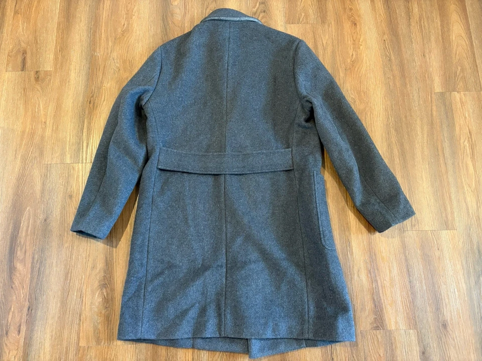 Abrigo de lana para hombre, abrigo largo gris, peso pesado, talla mediana, nuevo Foto 4 de 4