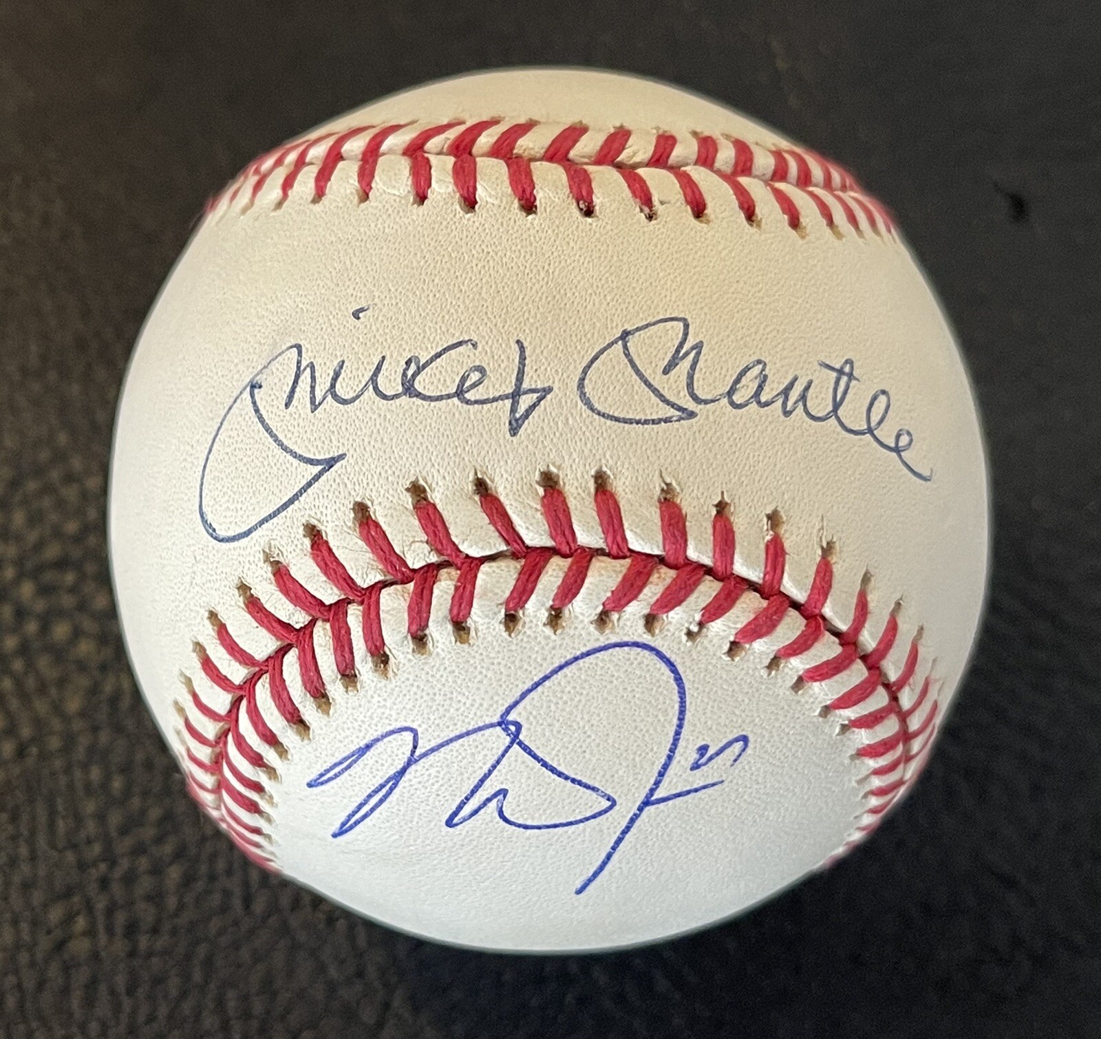 Mickey Mantle & Mike Trout Autographed Signed Authentic Baseball PSA/DNA clean s 