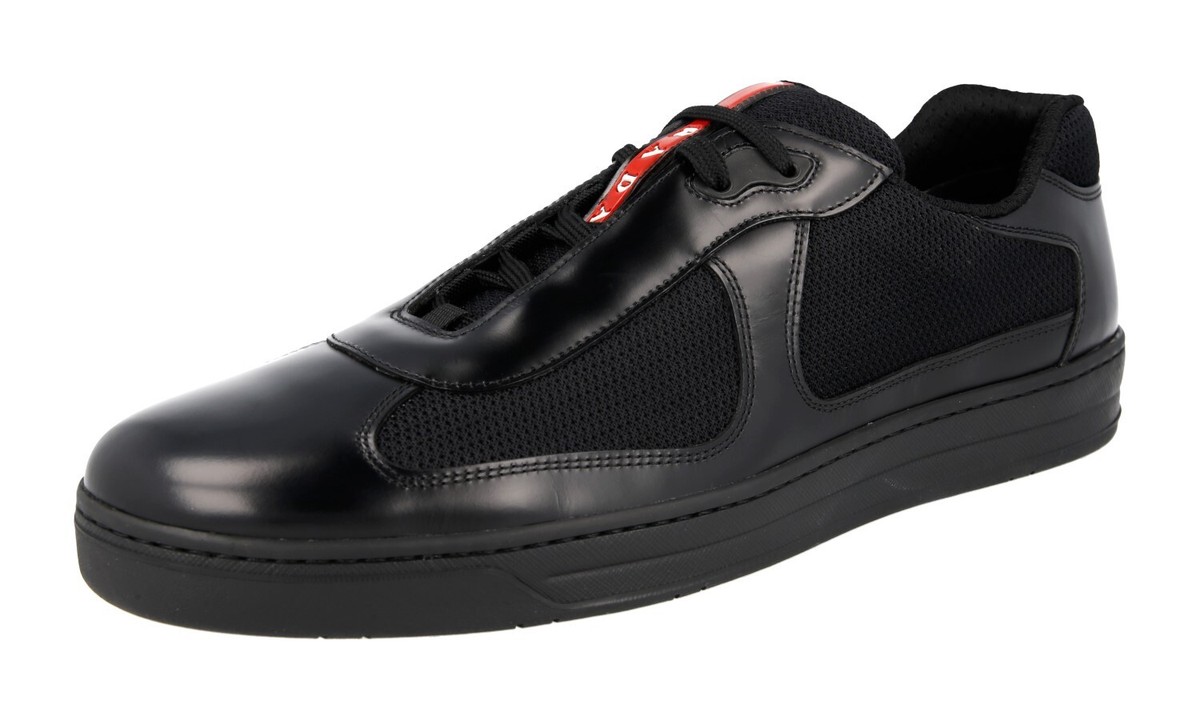 PRADA Leather Americas Cup Downtown Sneakers 4E3166 Black NEW - US