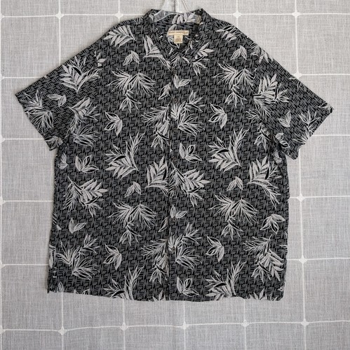 Island Passport Shirt Mens 2XL Black Hawaiian Loop Collar Rayon Button Up Casual - Picture 3 of 16