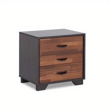 19 Espresso And Walnut Brown Three Drawer Wood Nightstand