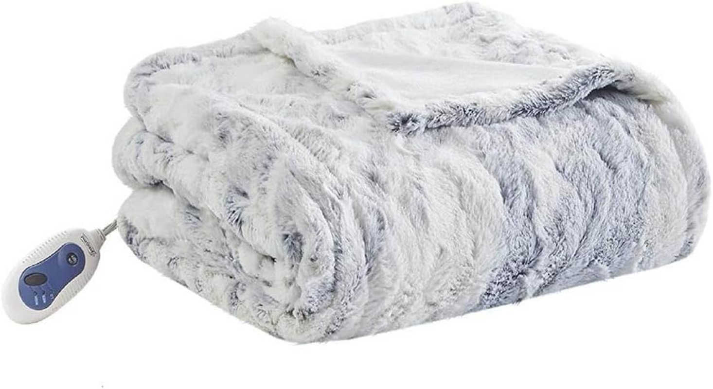 Zuri Reversible Faux Fur to Mink Electric Blanket, Auto Shut Off, Virtually Zero