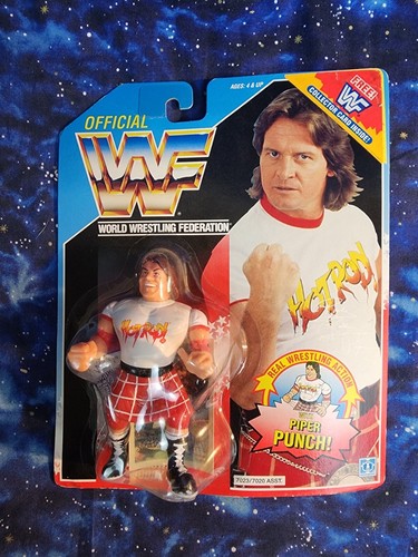 1990 WWF Hasbro Rowdy Roddy Piper Blue Card Figure...