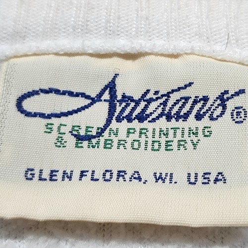 Artisans Damen großer Frottee Pullover Vintage weiß mit Tulpen Knopf Made in USA - Bild 5 von 9