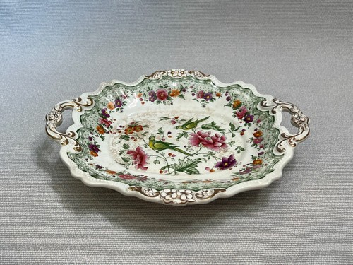 Antique Pair British Tambourine Earthenware #2125 Oval Handled Serving Dishes - Picture 9 of 13