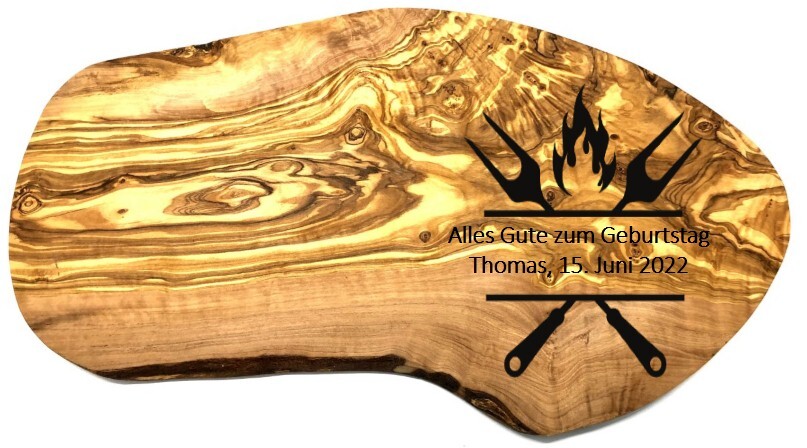 Cutting board RUSTIC made of OLIVE WOOD with individual motif engravings-image